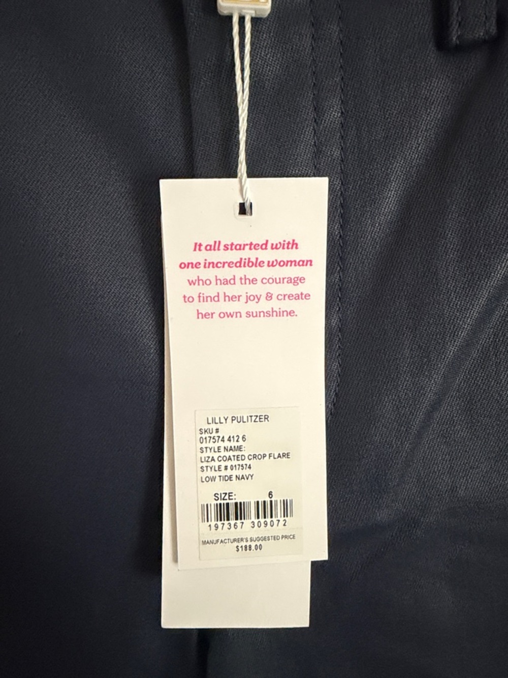 NWT Lilly Pulitzer Liza Coated Crop Flare low tide navy - Women size 8 - Picture 3 of 7